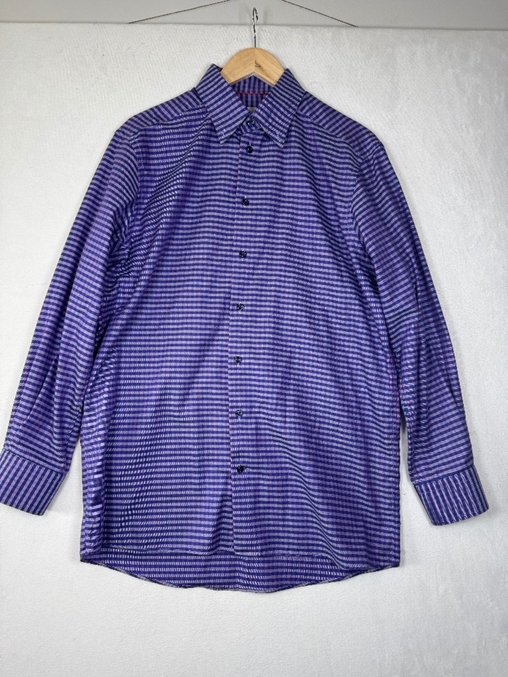 Eton Purple Striped Dress Shirt large